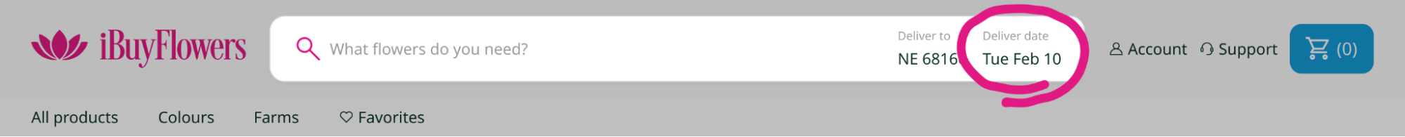 Selected delivery date example