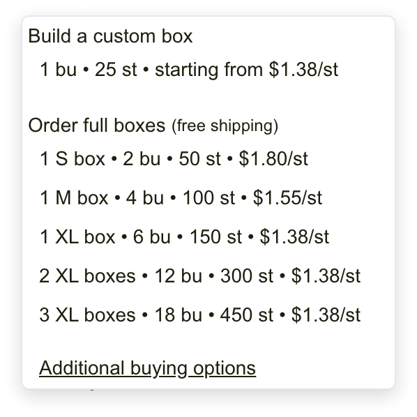 Different box size options